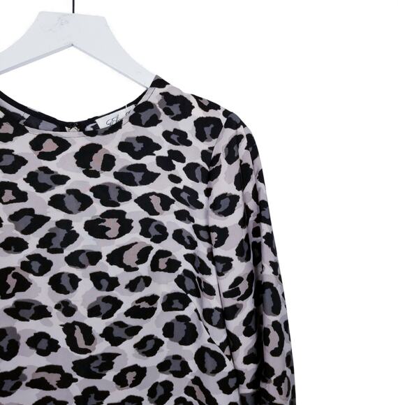 Eliza J. Cheetah Leopard Print Ruffle Cuff/Hem Mini Shift Dress - Size 8 - Picture 7 of 15